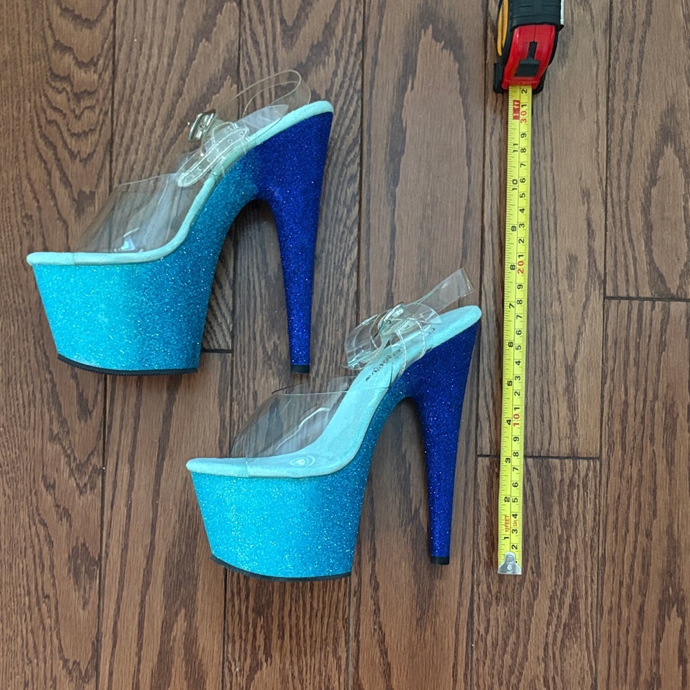 Pleaser Blue ombré Glitter Platform Heels